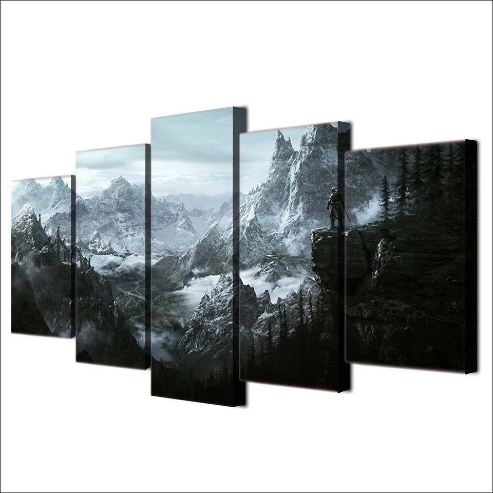 Hd 5 Piece Canvas Painting Elder Scrolls V Skyrim Posters Prints Xa