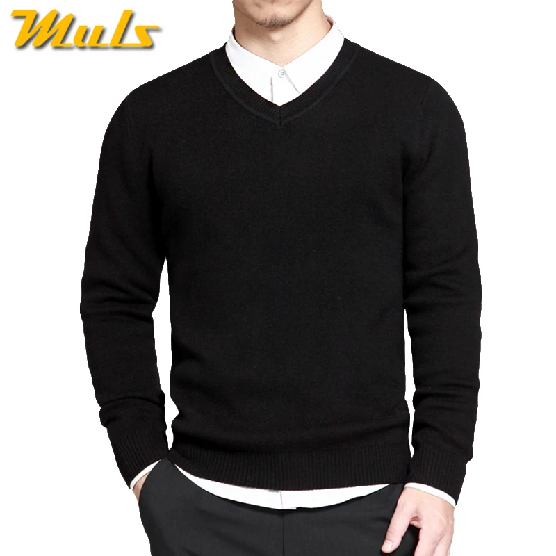 Весенний мужской свитер, пуловеры, простой стиль, хлопок, Вязанный свитер с v-образным вырезом, джемпер, тонкий мужской трикотаж, синий, красный, черный, M-4XL