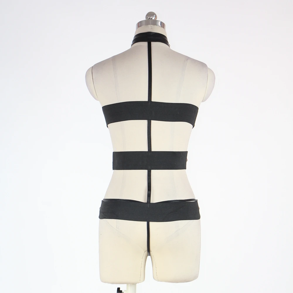 Body Sexy Hot Erotic Body Suit Women Fetish Black Faux Leather Pole Dance Bandage Suit Erotic Club Wear Lingerie Porno (4)