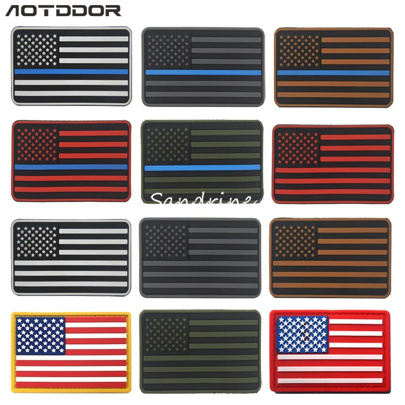 US Flag PVC Blue Line Military Army Tactical Rubber Patches For Clothes Clothing Emblem Appliques Badges | Дом и сад