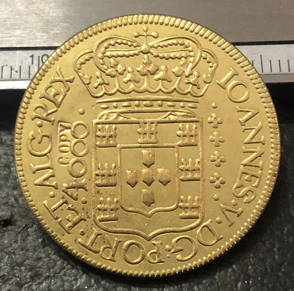 1705 Бразилия 4000 Reis-Pedro II 22 K Gold Имитация монеты
