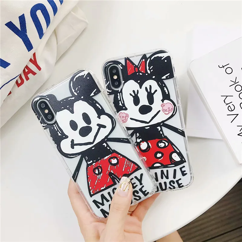 

for Iphone 6 6s Plus 7 8 X Xr Xs Max Cute Stylish Mickey Minnie Donald Mouse Protective Soft Tpu Air Cushion Phone Case