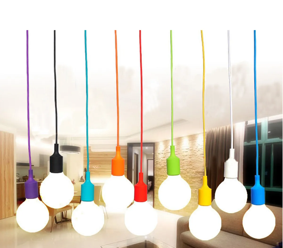 

E26/E27 Lamp Socket Holder LED Bulb Base Silicone Colored Ceiling Rope Bulb Holder Cord Night Light Bulb Pendant Lamp Socket