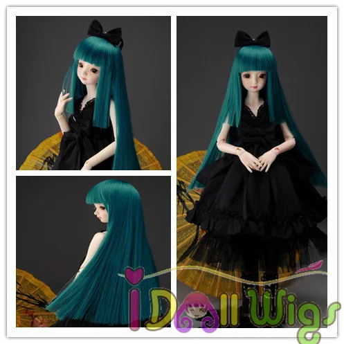

Free Shipping Korea High Temperature Fiber Dark Blue Straight BJD Doll Wig for 1/3 1/4 1/6 for Choose