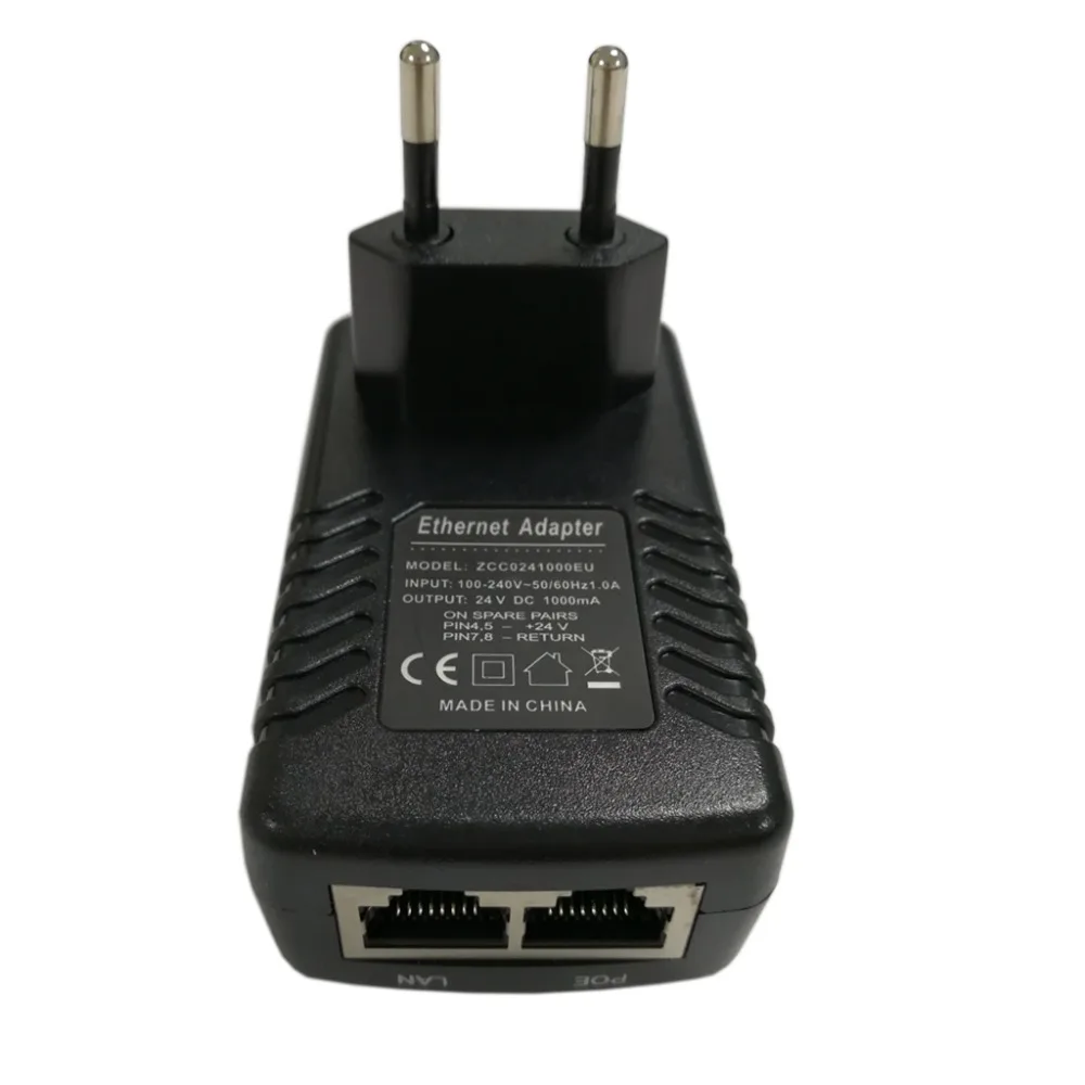 CCTV 24V24W PoE адаптер питания европейская вилка Инжектор POE Ethernet для IP Камеры VOIP