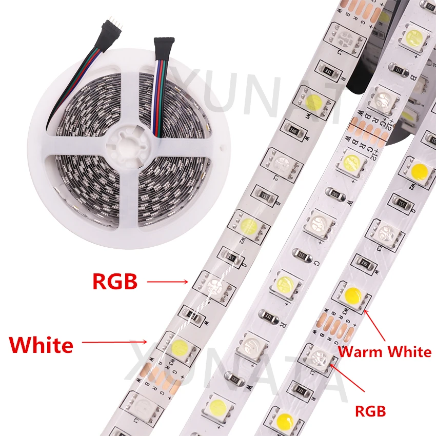 5 м RGB светодиодный светильник 5050 SMD 12 в 24 В DC RGBW RGBWW RGB WWA RGB+ CCT гибкий светодиодный светильник в полоску для украшения праздника s