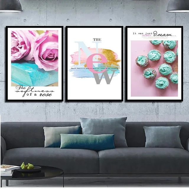 

Modern Space Art Flower And Cake Wall Picture Watercolor Oil Canvas Prints Poster Home Decor Painting For Girl Room No Framed