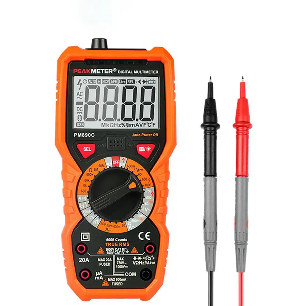 LumiParty 6000 Counts HFE Digital Multimeter AC/DC Voltage Resistance