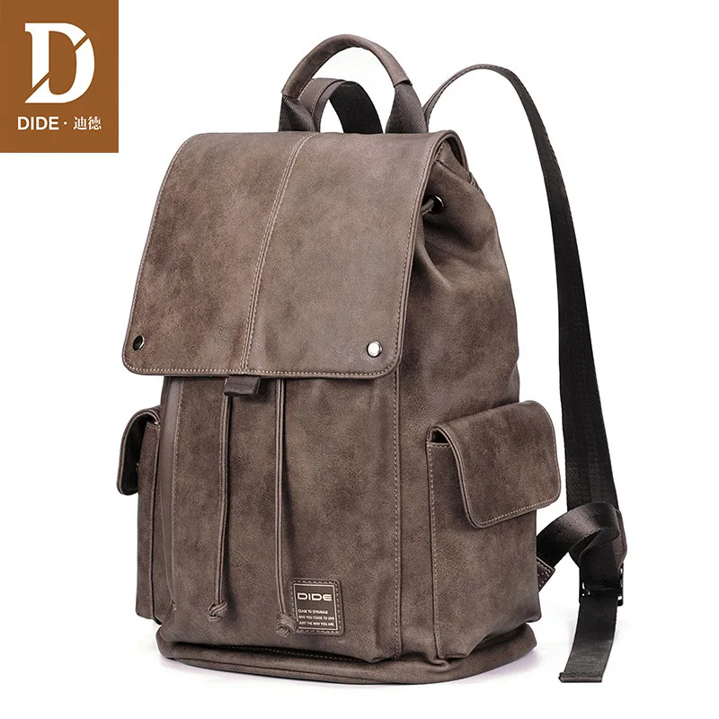 DIDE, рюкзак с защитой от кражи, мужские рюкзаки для ноутбука, для подростка, wo, Мужская школьная сумка в консервативном стиле, кожаный рюкзак для путешествий - Цвет: coffee