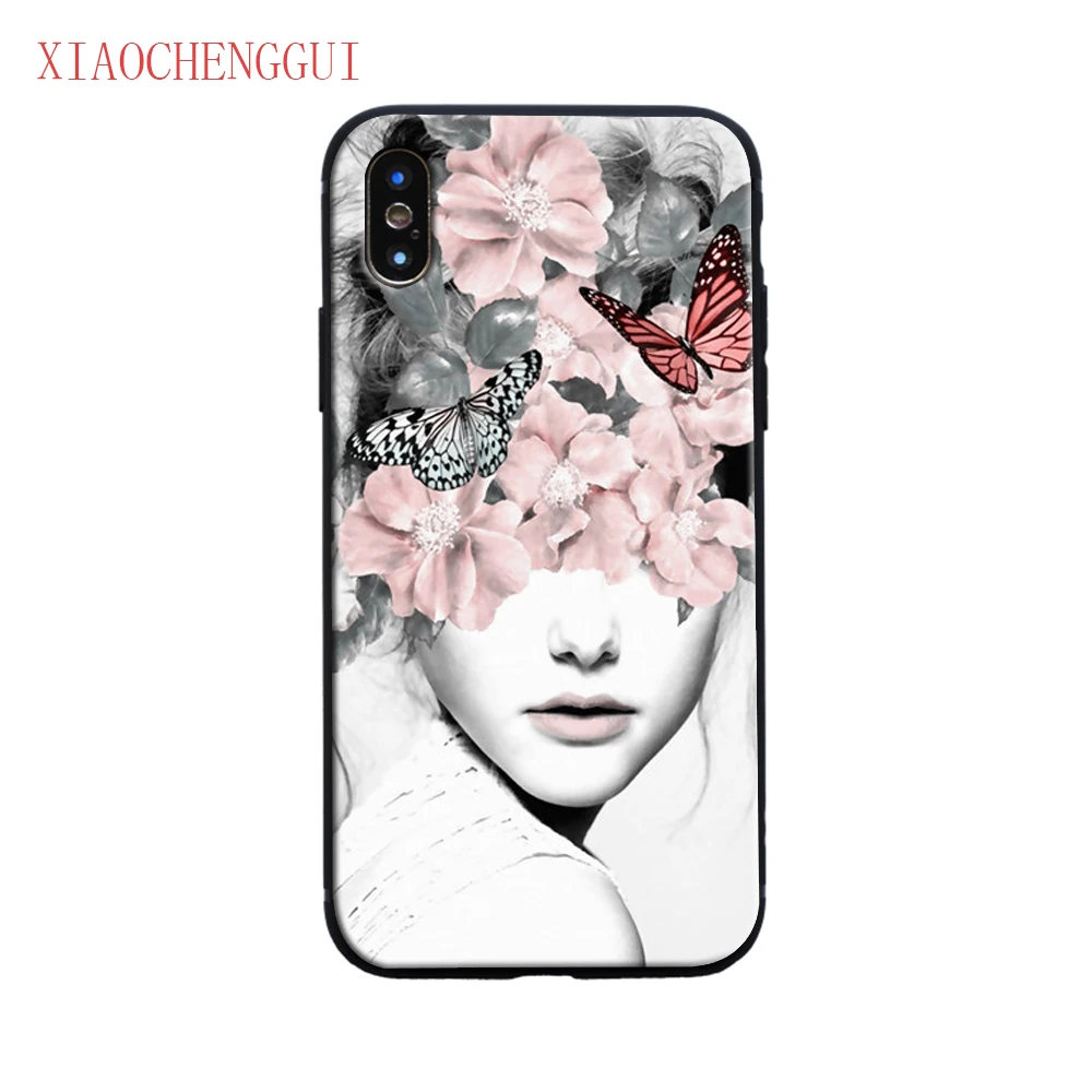 Чехол для Телефона iPhone 7 8 Plus X XR XS MAX модные красивые цветы с героями мультфильмов