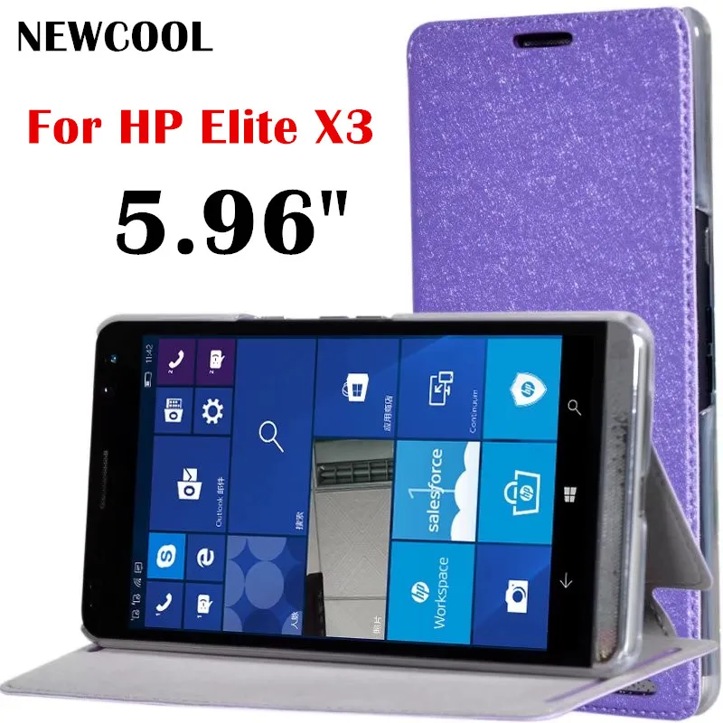 

NEWCOOL Case for HP Elite X3 5.96 ,Silk Grain Flip Cover Leather Case For HP Elite X3 5.96 Phone case Protective shell