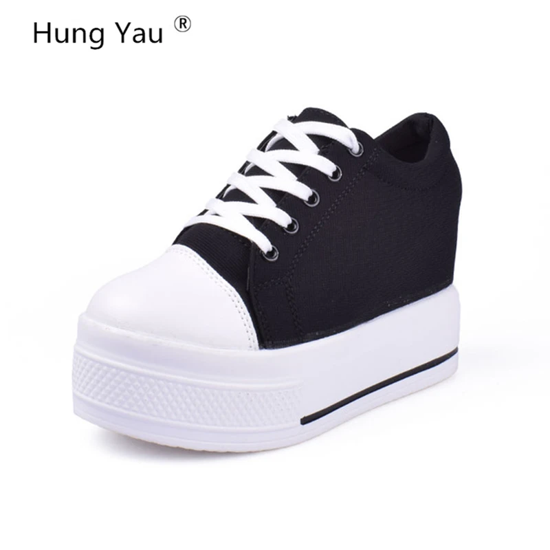 Hung Yau Wedges Canvas Shoes Woman Platform Vulcanized Shoes Hidden ...