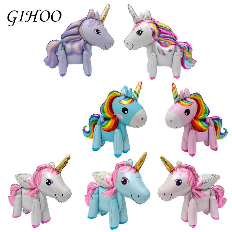 

10pcs 3D cute rainbow helium foil balloons cartoon animal balloon baby shower birthday party wedding Decortion globos