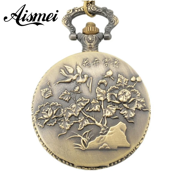 Free Shopping cheap Pocket watch wholesale antique fashion High Quality retro alloy blossom pocket watch