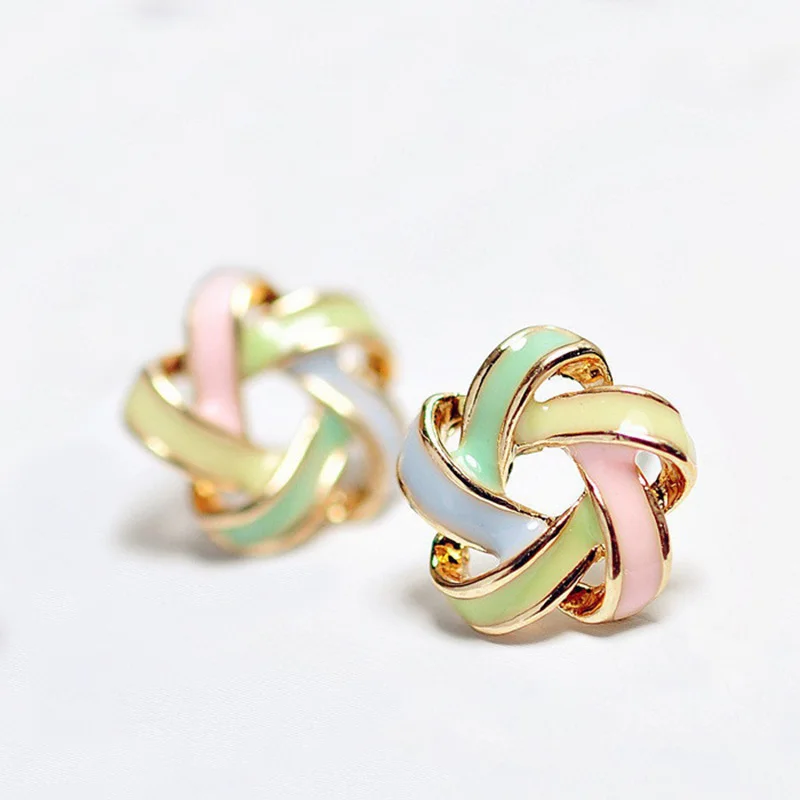 

RAVIMOUR 2017 Enamel Pendientes Femme Fashion Gold Color Stud Earrings for Women Piercing Flower Brinco boucle d'oreille Bijoux
