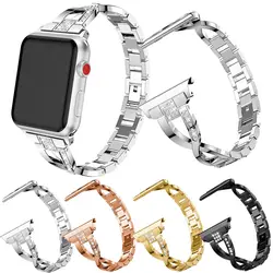 SIAKI Новый Нержавеющая сталь часы ремешок для Apple Watch 38 мм/42 мм Diamond Смарт часы бретели нижнего белья ремешок для iwatch серии 3 2 1 браслет