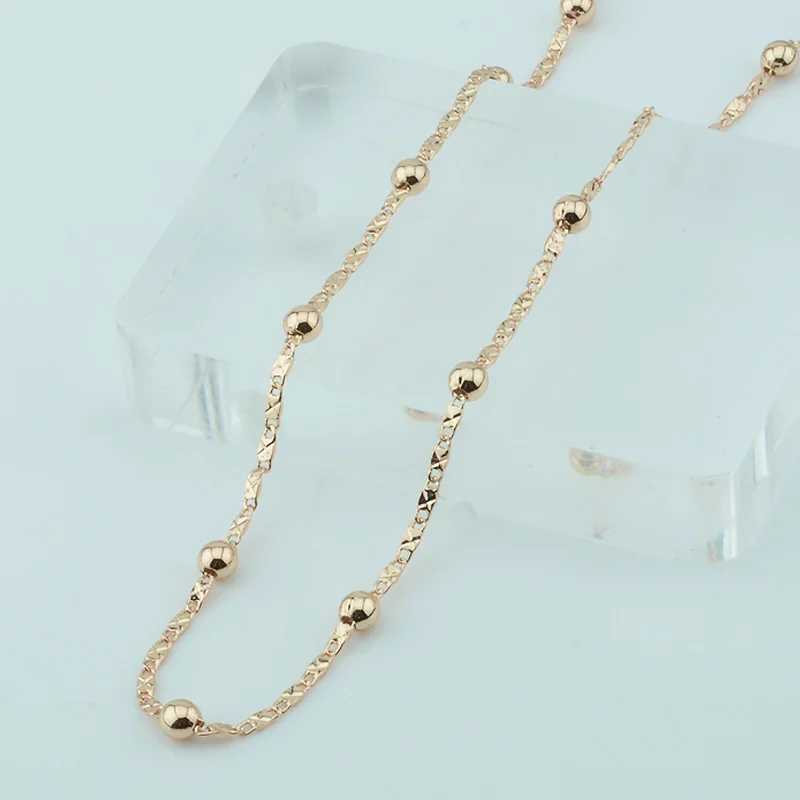 

Fashion Jewelry 48cm Women Girls 585 Gold Color Beads Necklace Chains Choker