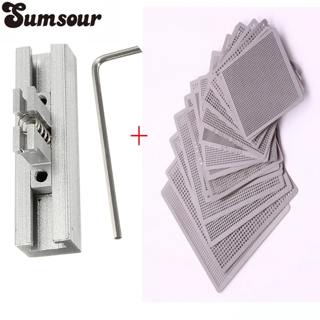 

10pcs Directly Heat BGA Reballing Universal Stencil Template IC Sik Tin + Jig Station Fixtures Welding Soldering Rework Repair