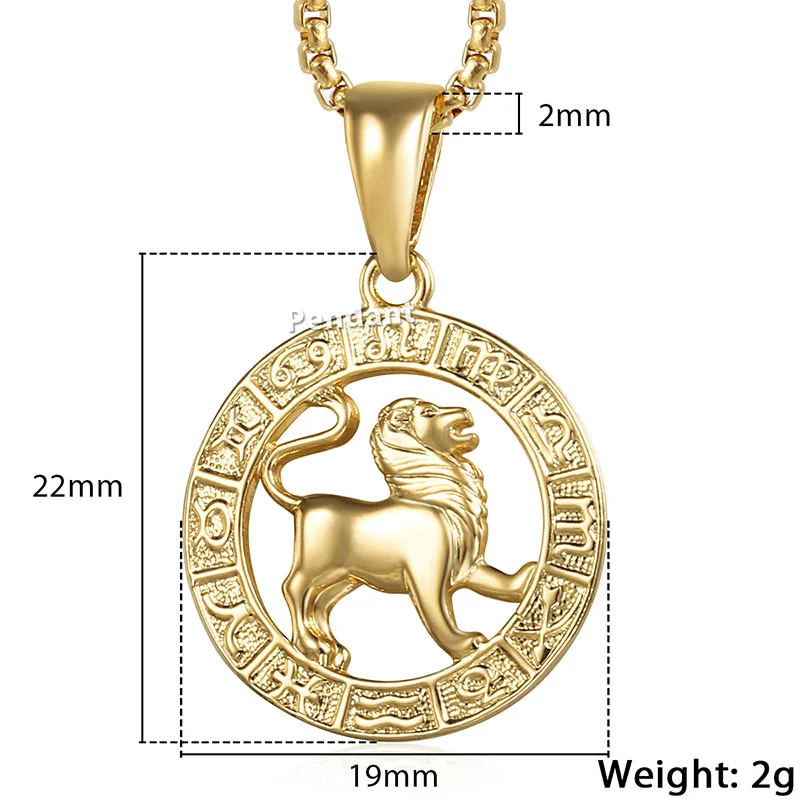 Hot Sale 12 Constellations Zodiac Sign Gold Pendant Necklace for Women Men Aries Leo 12 Horoscope Box Chain Gift Drop Shipping - Image 5