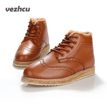 VZEHCU Vintage Marine Hommes de Cuir Appartements Richelieus Chaussures Plate-Forme Hiver Chaussures Casual Grimpante pour Hommes En Peluche Taille 39-47 p1c147