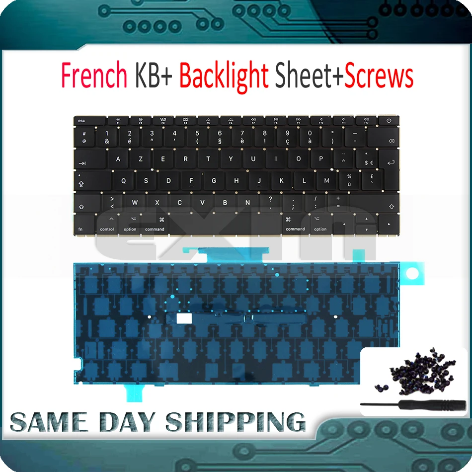 2016 2017 A1534 Французская клавиатура AZERTY для MacBook Retina 12 дюймов FR с подсветкой MLHA2 MLHC2