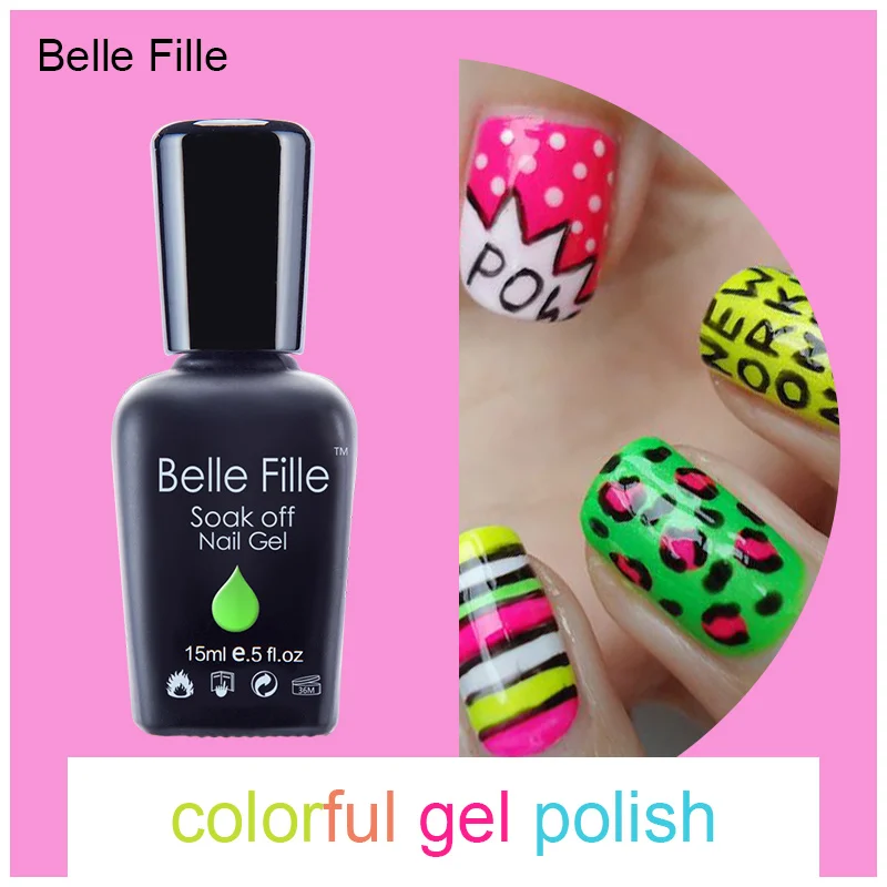 Гель лак для ногтей Belle Fille неоновый цвет УФ гель нужен Светодиодный лампа