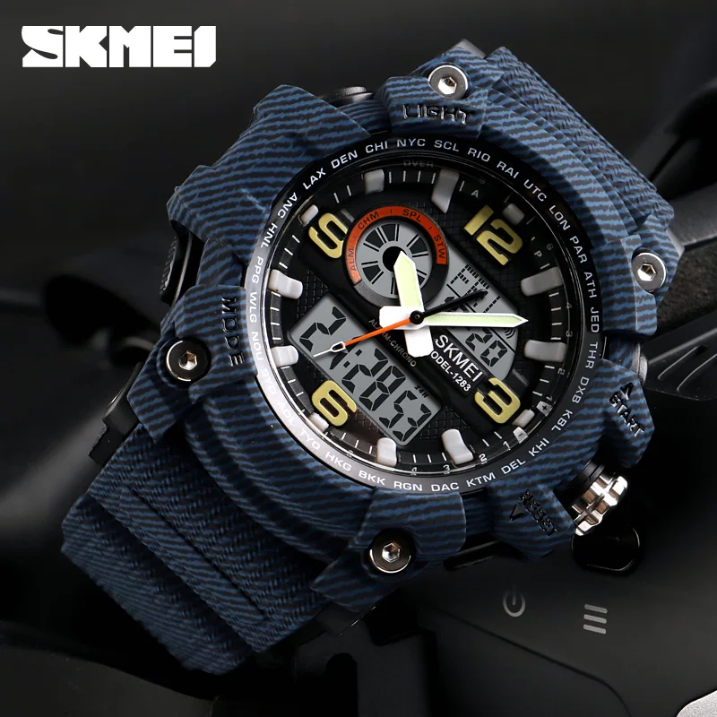 SKMEI Top Brand Luxury Sport Watch Men Military 5Bar Waterproof Quartz Watches Dual Display Wristwa