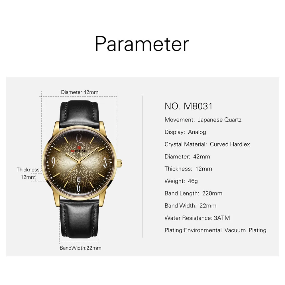 mizums Mens business Watches Top Brand Luxury soft leather Men Watch Waterproof Sport Watch Men Male Clock Man Wristwatch silver gold steel case creative design (16)