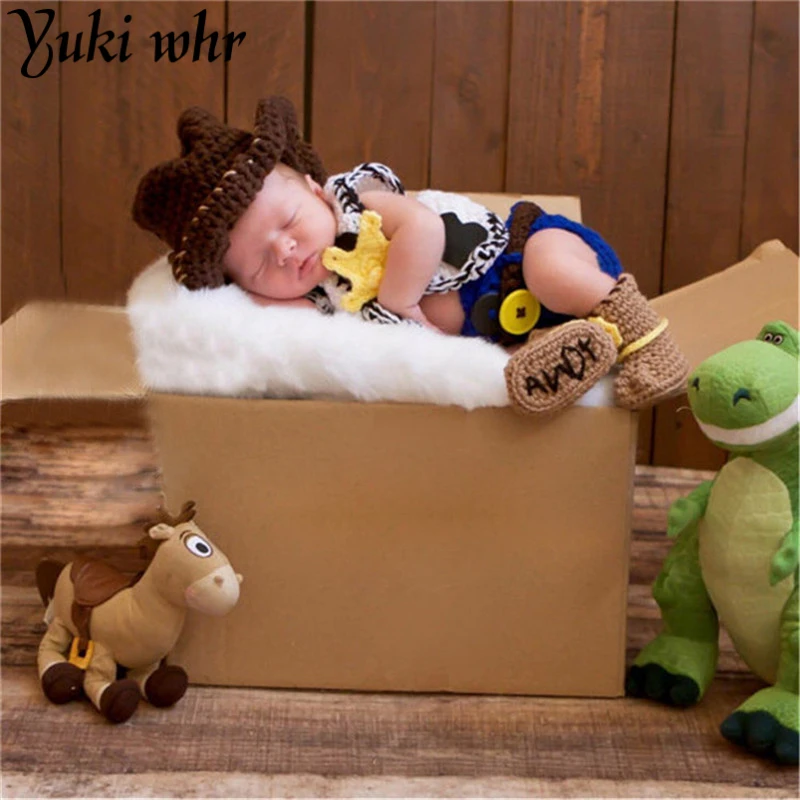 

Furniture Latest Crochet For Infant Cowboy Hat Shoes set Newborn Photo Props for Boys Infant Crochet Cowboy Clothing Set for Chr
