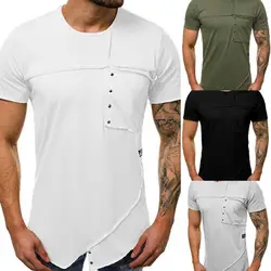 Футболка мужская Slim Fit Повседневная одежда 2019 Евро размер новый стиль новый круглый воротник одноцветное Свободное платье с коротким