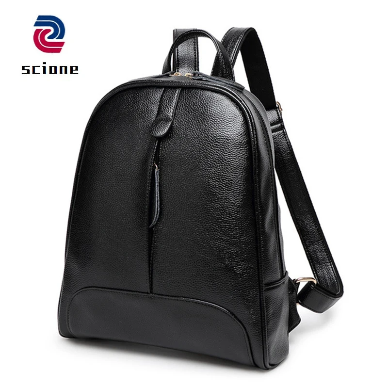 

Fashion Women Black Leather Backpack High Quality Zipper School Bag For Girl Female Summer Backpack Bolso mochilas mujer 2019