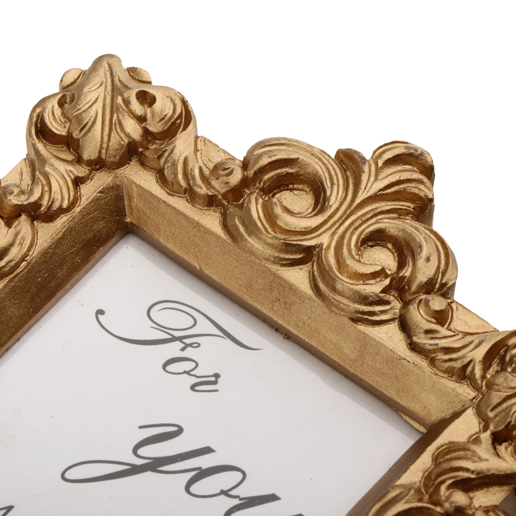 European Vintage Carved Gold Crown  Photo Frame Home Resin Craft Gift Nordic Wedding Decoration Furnishing -9 x 10cm