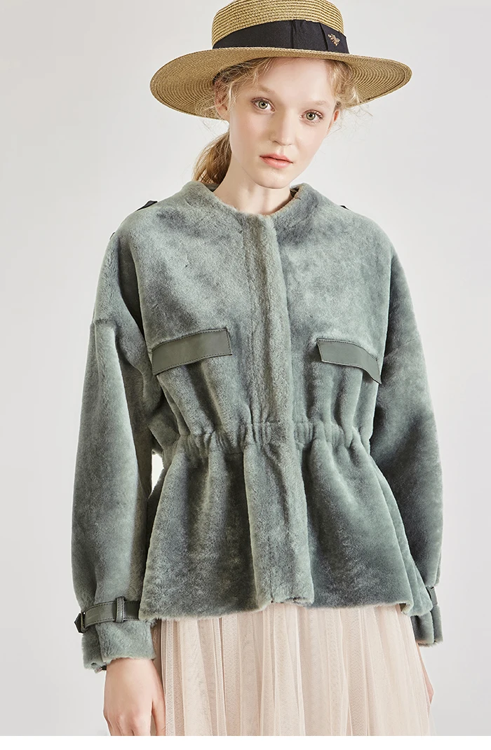 Зимняя куртка Для женщин натуральным мехом пальто тонкая талия Свободные настоящий барашек из натуральной кожи пальто с подкладкой Винтаж