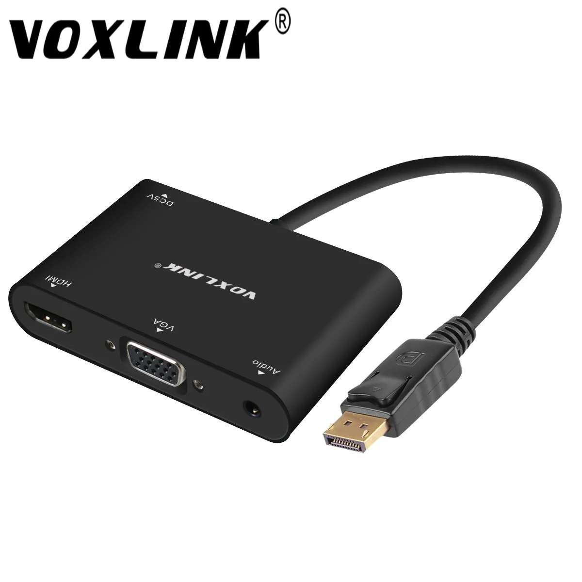VOXLINK Multifunction 3 In 1 Displayport DP to HDMI + VGA Audio 4K * 2k