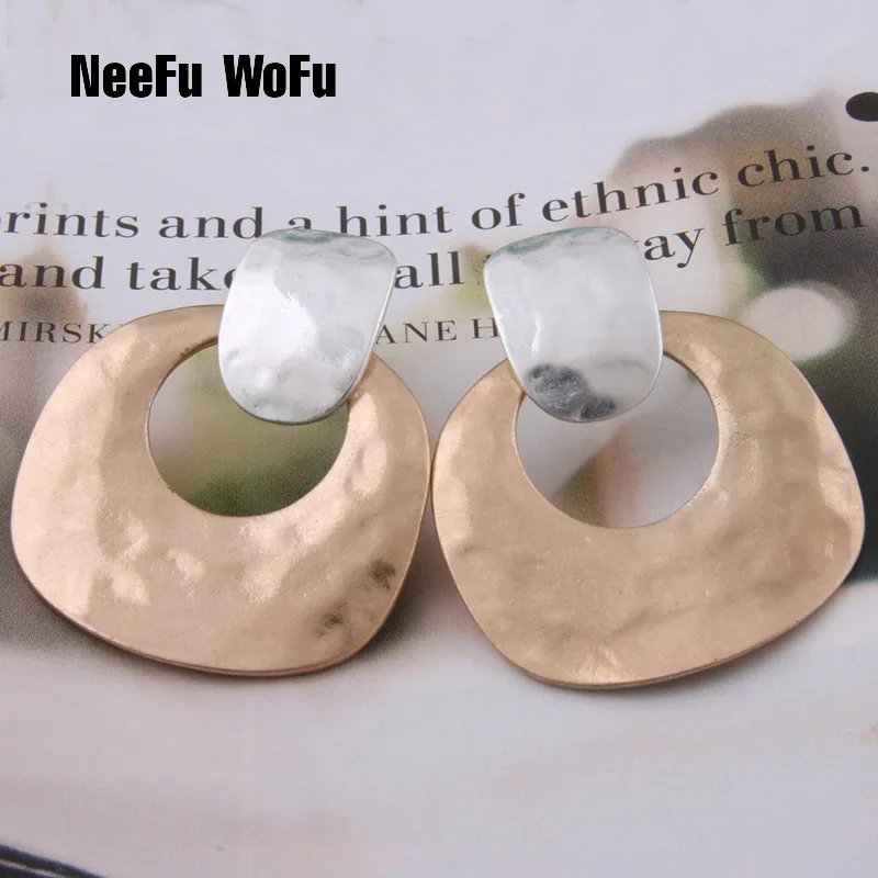 

NeeFu WoFu Drop Zinc alloy Earrings Retro Metal Earring Big Earring Dangle Christmas Large Long Brinco Ear Oorbellen