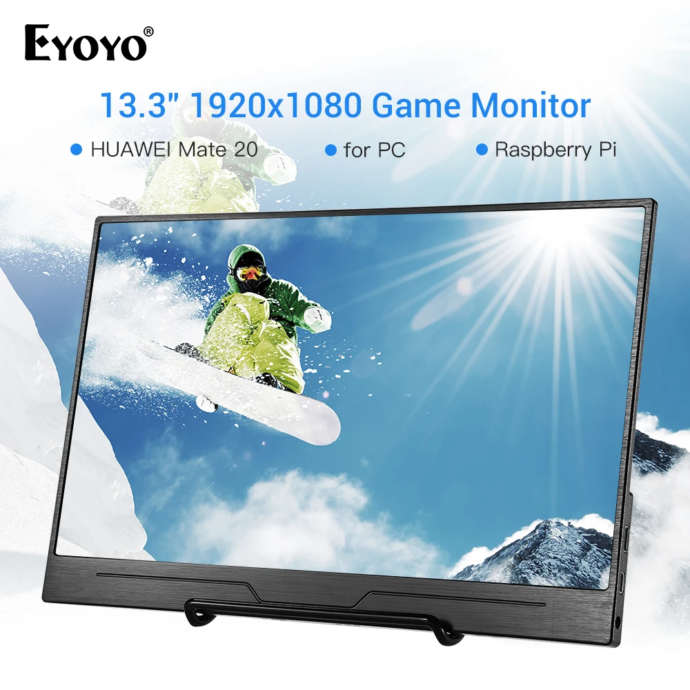 

Eyoyo EM13N 13.3" Monitor FULL HD 1920*1080 HDMI LCD Monitors with HDMI VGA Video Audio CCTV PC Gaming Monitor Raspberry Pi
