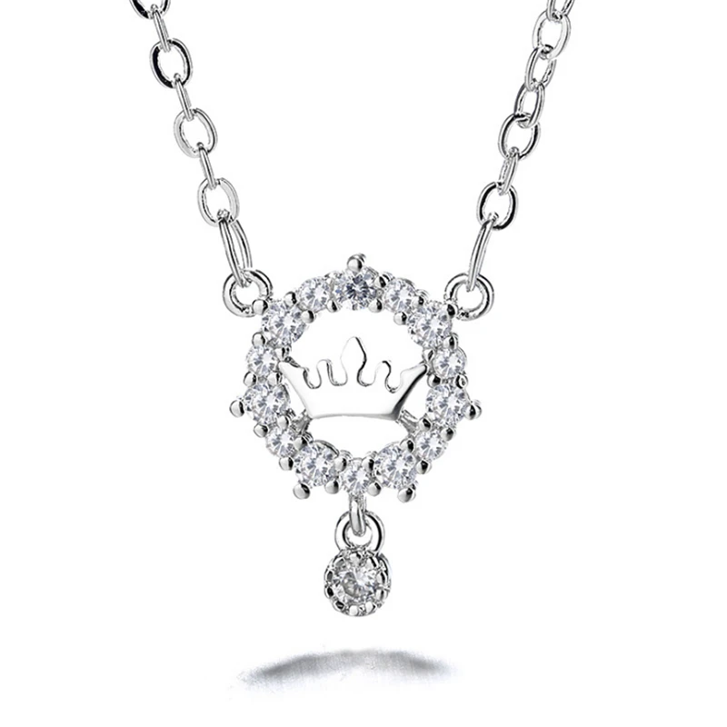 

Skyrim Undertale Korean Style Round Crown Pendant Necklaces Women Accessories 925 Sterling Sliver Long Necklaces Woman 2019 P206