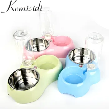 KEMISIDI Double bol bain d'oiseaux pour animaux de compagnie fontaine à boire chat chiens bols à eau étanche bassin trois couleurs Pet chien mangeoires alimentaires