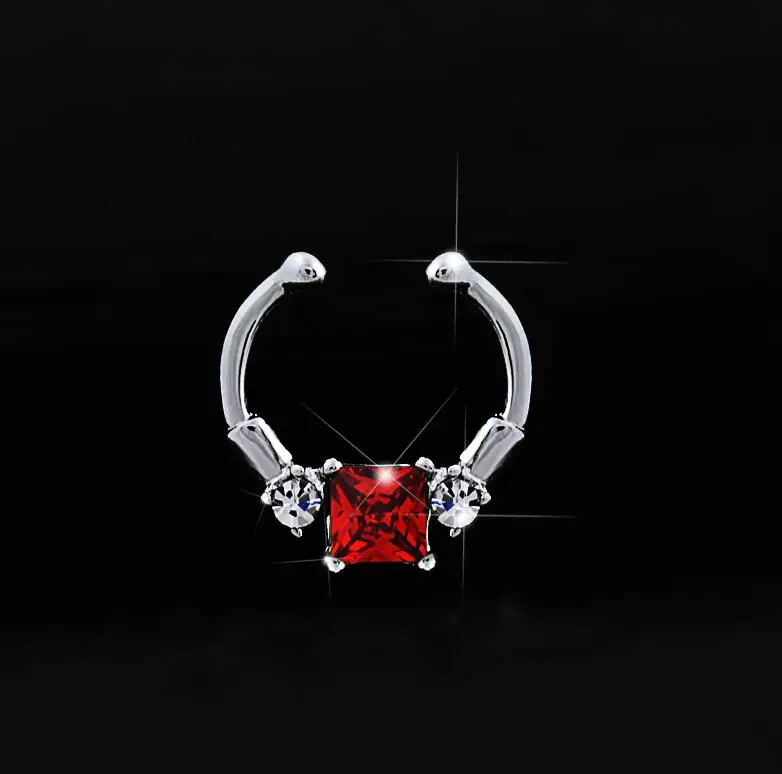 Body Jewelry High Quality 316L Steel CZ Gem Fake Septum ...