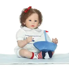 High-end silicone reborn dolls 22″ fake baby girl doll reborn soft cloth body root eyelash hair child xmas gift doll bebe boneca