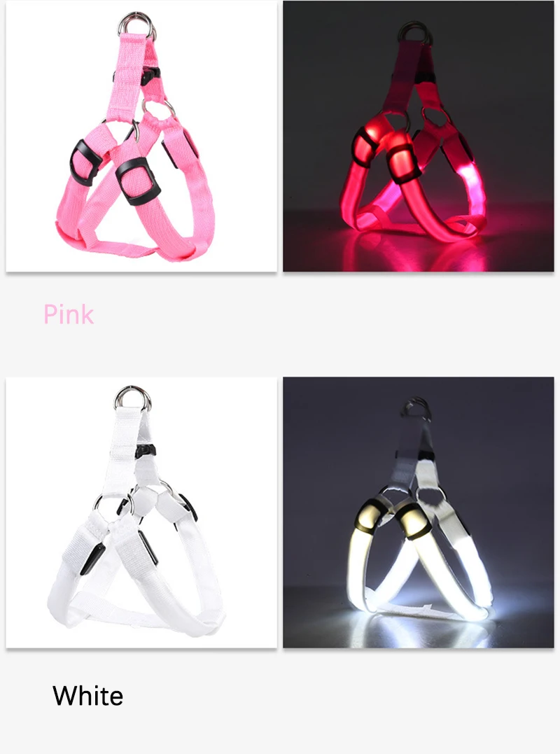 7 Color Pet Led Collar Vest Dog Harness Leads Adjustable Breathable Safety Leash Pet Dog Accessories (12)