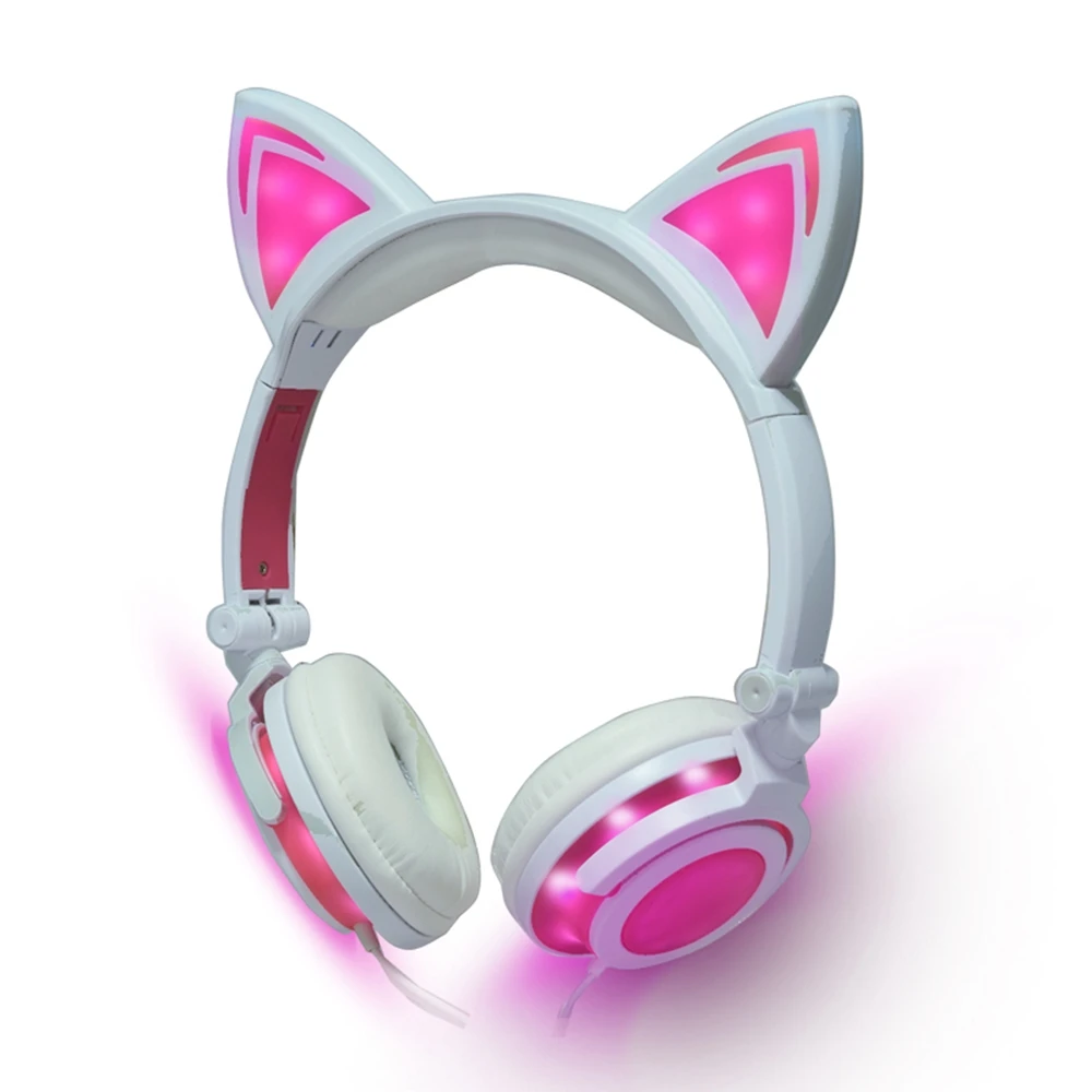 Foldable Flashing Glowing cat ear headphones Gaming Headset Earphone