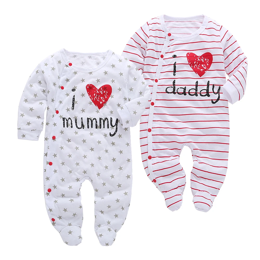 

2019new Cotton baby rompers newborn baby boys girls clothes Long Sleeve Jumpsuit Infant baby clothing letter daddy& mummy print