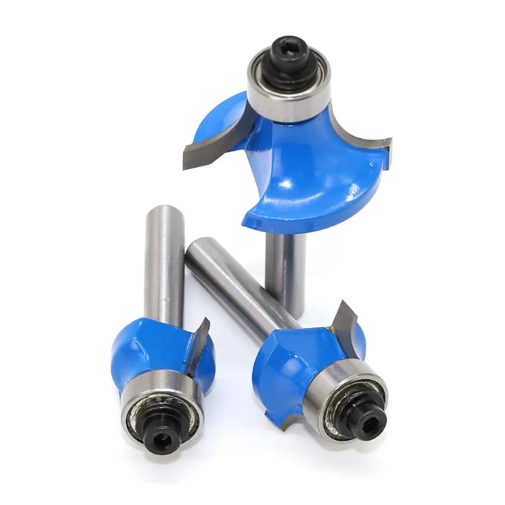 

3pcs 1/4" Shank Round Corner Cutter Woodworking Milling Cutter Edge Trimmer Cutter Router Bit Wood Cutter Tools Set