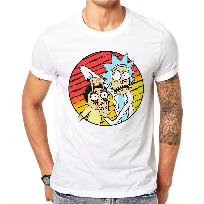 Rick and Morty Funny T-shirts Men T Shirts Summer Tshirt Short Sleeve White Shirt Casual Tee | Мужская одежда
