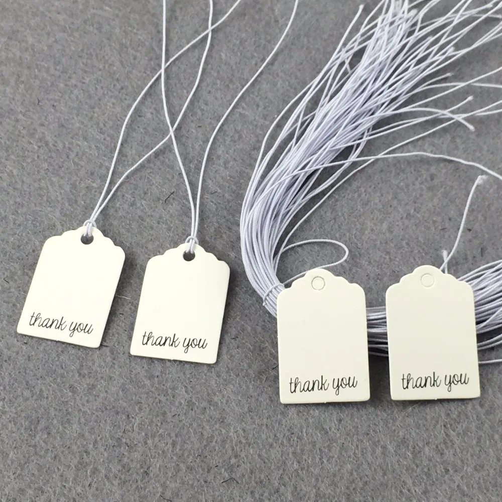 

3*2cm white Price Tags 200pcs Blank Hang Tags+200PCS Strings print"Thank You" Packaging Labels Paper Cards Gift Tags&Ganment Tag