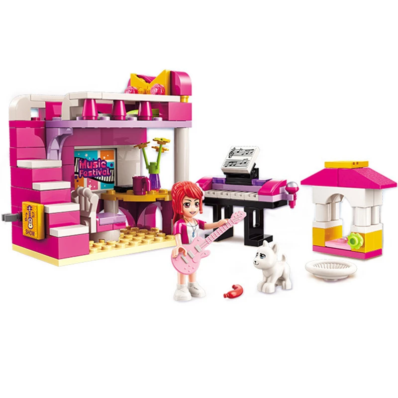 

ENLIGHTEN Friends Scenes Shirley Bedroom Karaoke Music Room singer Guitar Piano Dog Bed Heart Box Building Blocks Sets Legoings