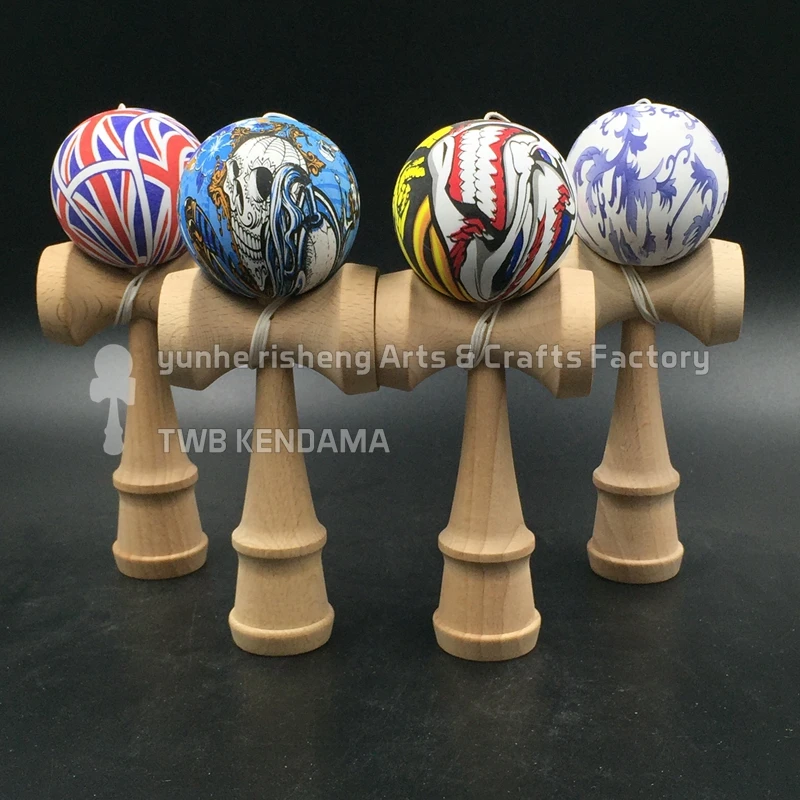 TWB розничная Горячая kendama огонь и шар Череп краска с бревенчатой ручкой costomize