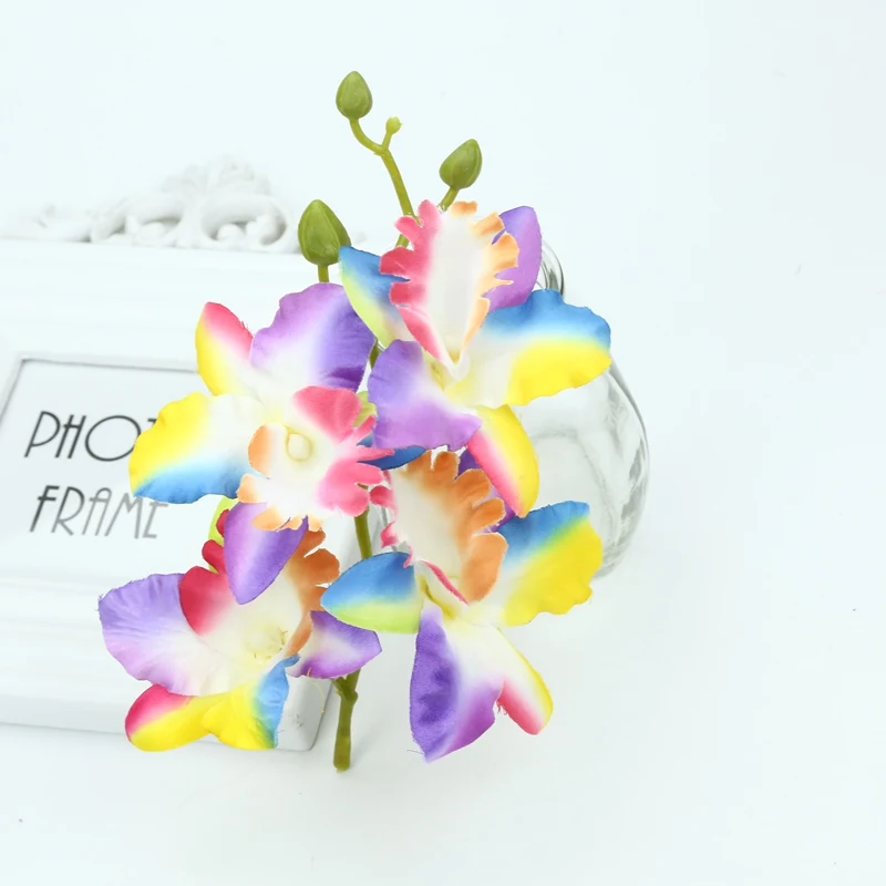 Шелковая бабочка ваза с искусственной орхидеей дисплей Искусственные цветы год Рождество Декор для дома Свадебные аксессуары оформление - Цвет: multicolor