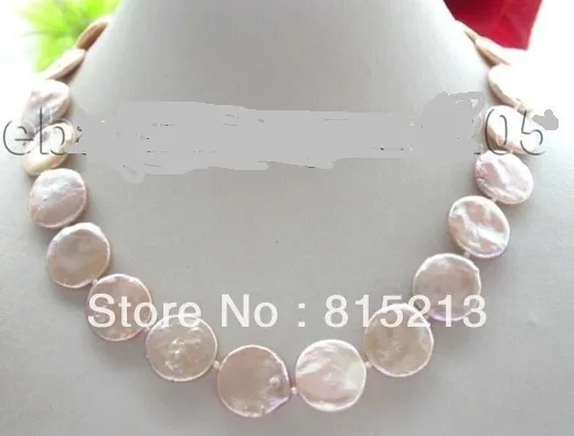 

ddh001785 Genuine Natural 17mm Purple Coin Pearl Necklace 14k